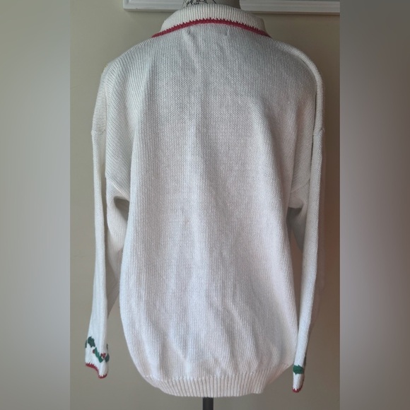 P Galli Designs Vintage Christmas Cardigan Holiday Sweater Button Embroidered M - Picture 7 of 8